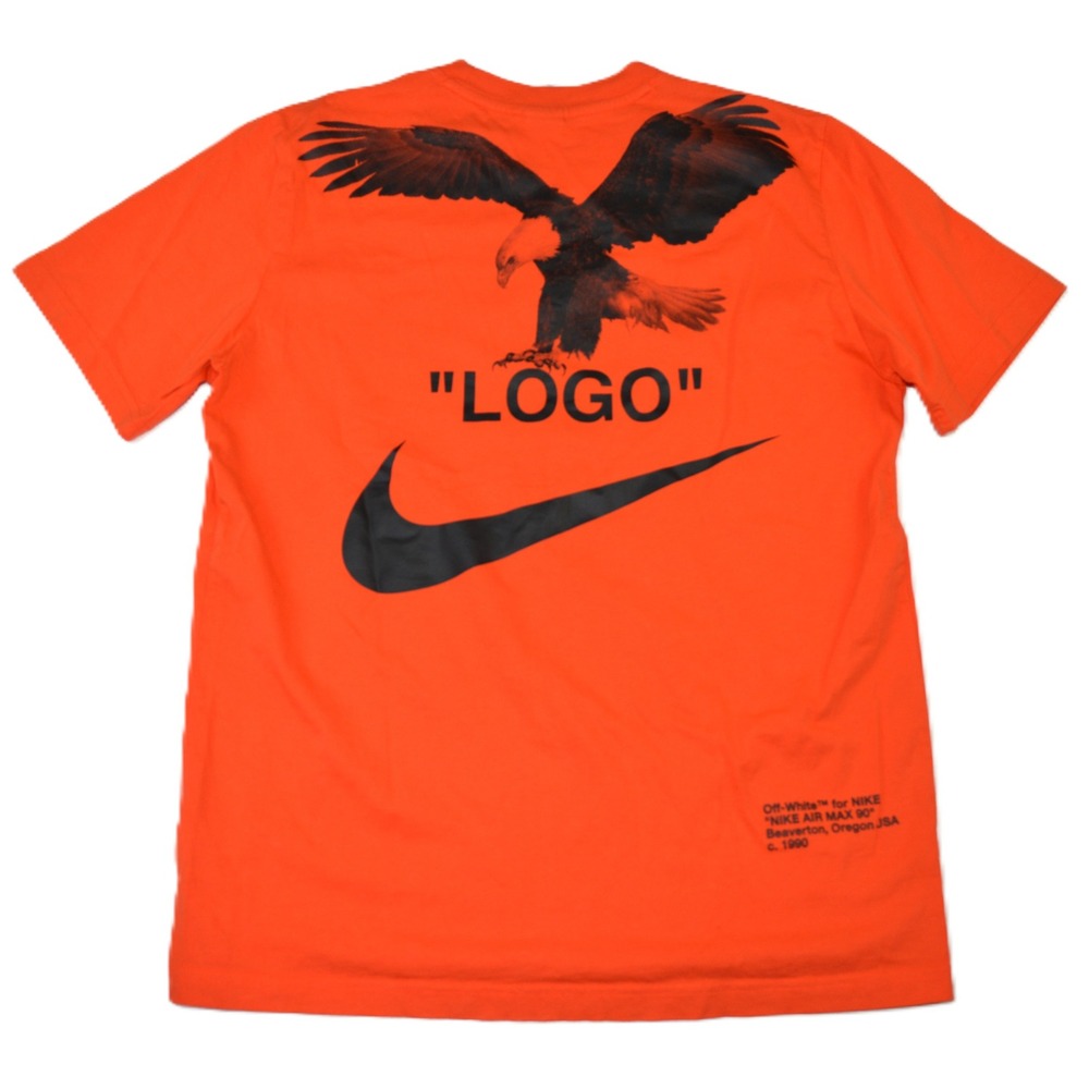 Nike Off-White Air Max 90 Tuxedo Eagle Orange T-Shirt BQ0827-891 Mens Large - Picture 4 of 12